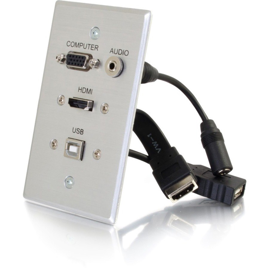 C2G HDMI, VGA, 3.5mm Audio and USB Pass Through Wall Plate - Single Gang