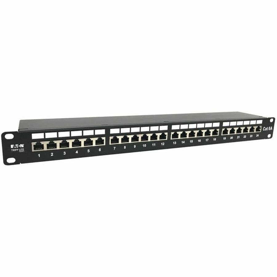 Eaton Tripp Lite Series 24-Port Cat6a Shielded Patch Panel - 10 Gbps, STP, 110 Punch Down, RJ45, 1U, TAA