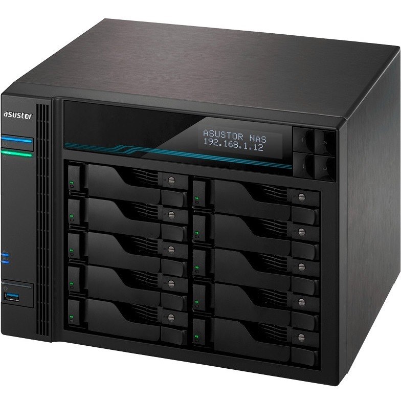 ASUSTOR Lockerstor 10 Pro AS7110T 10 x Total Bays SAN/NAS Storage System - 8 GB Flash Memory Capacity - Intel Xeon E-2224 Quad-core (4 Core) 3.40 GHz - 8 GB RAM - DDR4 SDRAM Desktop