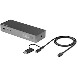 StarTech.com Universal Laptop Docking Station, Hybrid USB-C & USB-A Dock, Dual 4K DP & HDMI, 60W PD, Mac / Windows / Chrome OS, GbE
