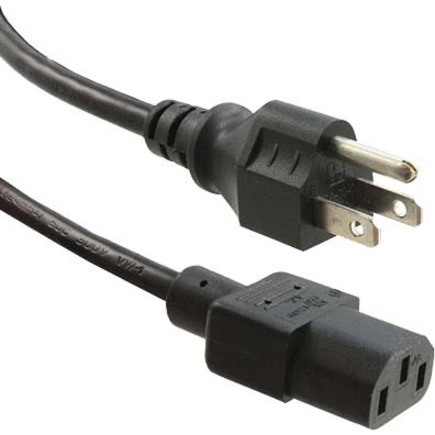 ENET 5-15P to C13 10ft Black External Heavy-Duty Power Cord / Cable NEMA 5-15P to IEC-320 C13 15A 14AWG Black 10'