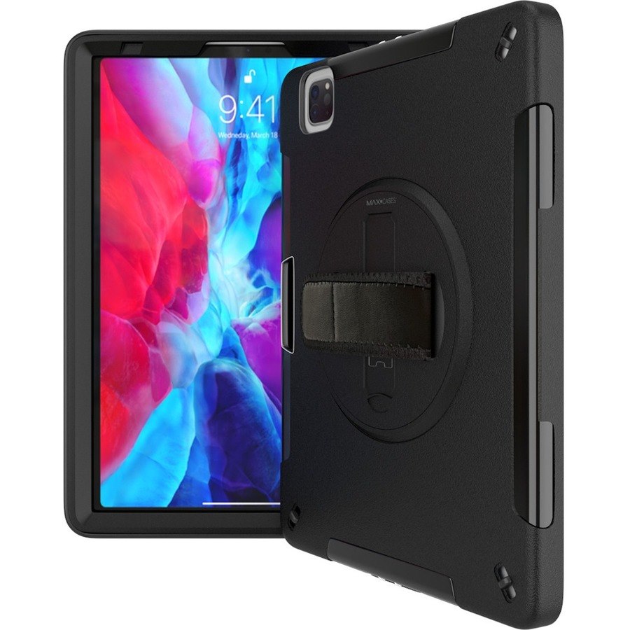 Extreme Shield for iPad Pro 11" (2018/2020/2021/2022) and (iPad Air 4 2020/iPad Air 5 2022) w/ Handstrap, Shoulder Strap, Pencil Garage & Screen Protector (Black)
