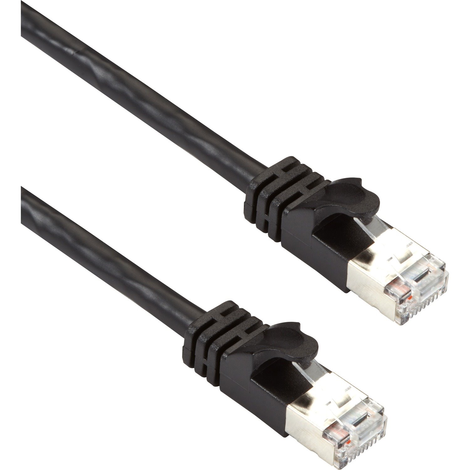 Black Box CAT6A 500-MHz STR Patch Cable Slim Molded Snagless Boot - F/UTP, CM PVC, BK, 7FT