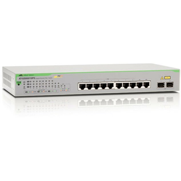 Allied Telesis 10-Port 10/100/1000T WebSmart Switch with 2 SFP Combo Ports and PoE+