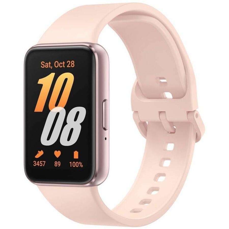 Samsung Galaxy Fit3 SM-R390 Smart Watch - Rectangular Case Shape - 40 mm Case Height - Unisex - Pink, Pink Gold Body Color - Pink Case Color - Pink Band Color - Aluminium Body Material - Aluminium Case Material - Silicon Band Material