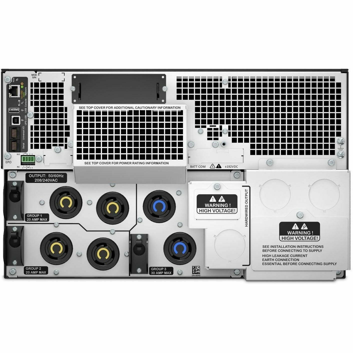 APC Smart-UPS On-Line, 10kVA/10kW, Rackmount 6U, 208V, 4x L6-20R+2x L6-30R NEMA outlets, Network Card+SmartSlot, Extended runtime, W/ rail kit [TAA]