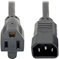 Eaton Tripp Lite Series NEMA 5-15R to C14 Computer AC Power Cable - 13A, 125V, 16 AWG, 2 ft. (0.61 m), Black
