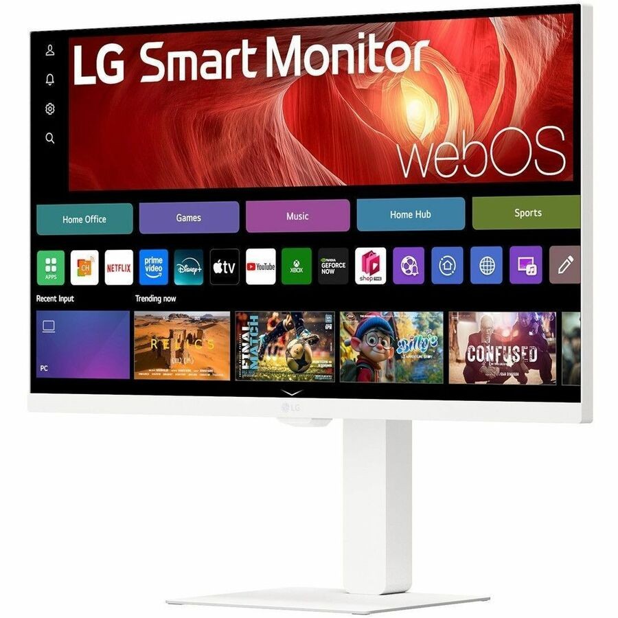 LG 27' 4K UHD IPS Smart 60Hz Monitor, 3840x2160, webOS, AirPlay2, Screen Share, Bluetooth, USB-C 65W PD, HDMI, 2xUSB 2.0, Adj. Tilt/Height/Swivel/Pivt