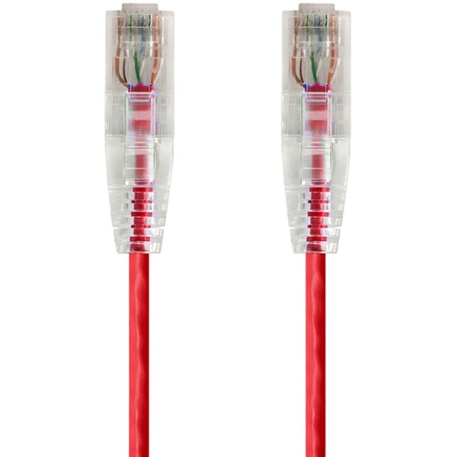 Monoprice SlimRun Cat6 28AWG UTP Ethernet Network Cable, 7ft Red