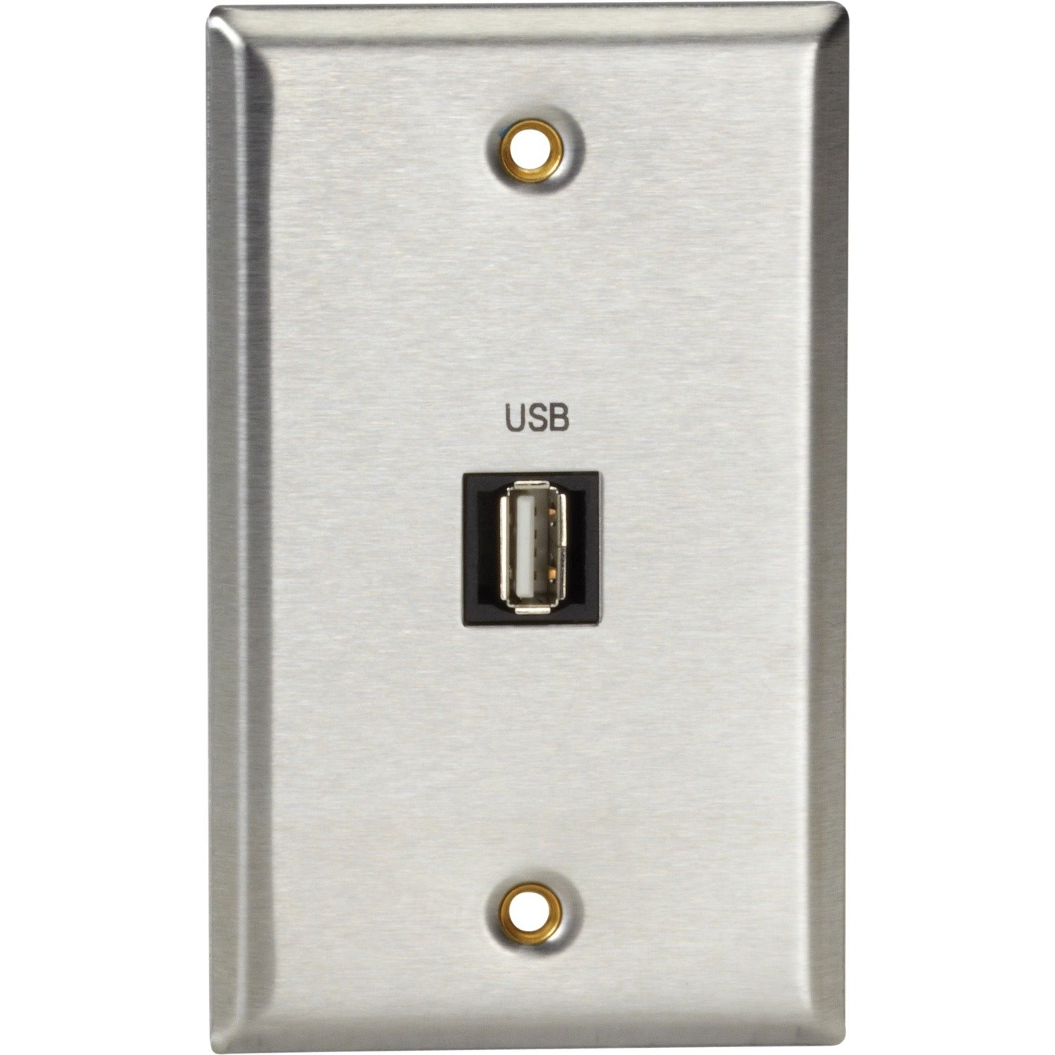 Black Box A/V Stainless Wallplate, Single-Gang, (1) USB Type A F Feed-Through Coupler