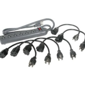 C2G 6-Outlet Surge Suppressor with (6) 1ft Outlet Saver Power Extension Cords