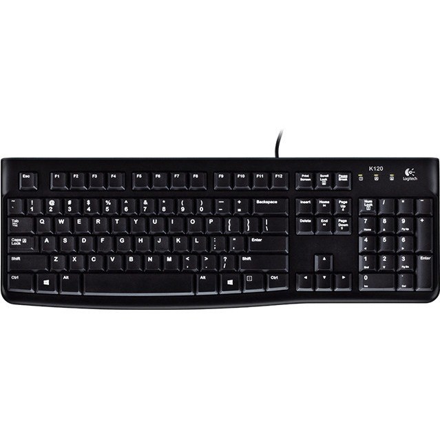 Logitech K120 Keyboard - Cable Connectivity - USB Interface - Czech - Black