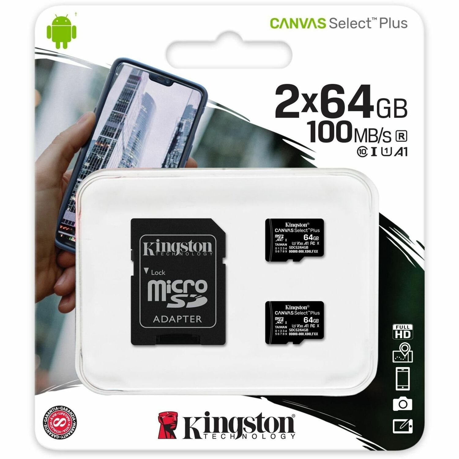 Kingston Canvas Select Plus SDCS2 64 GB Class 10/UHS-I (U1) microSDXC - 2