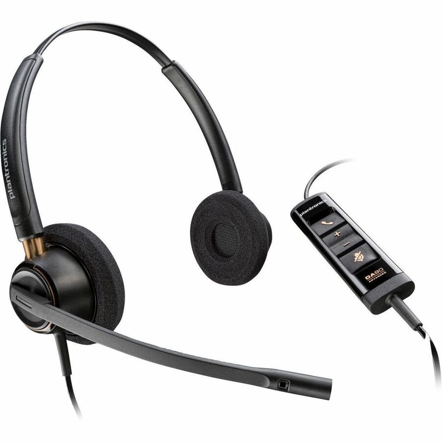 Poly EncorePro 525 Wired Over-the-head, On-ear Stereo Headset - Black