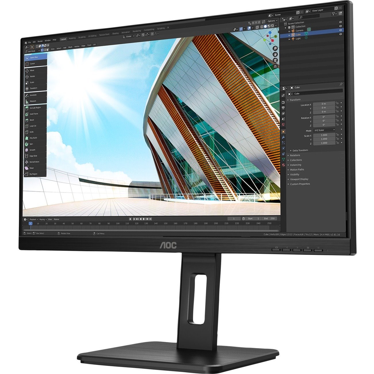 AOC Q24P2Q 24" Class WQHD LCD Monitor - 16:9 - Black