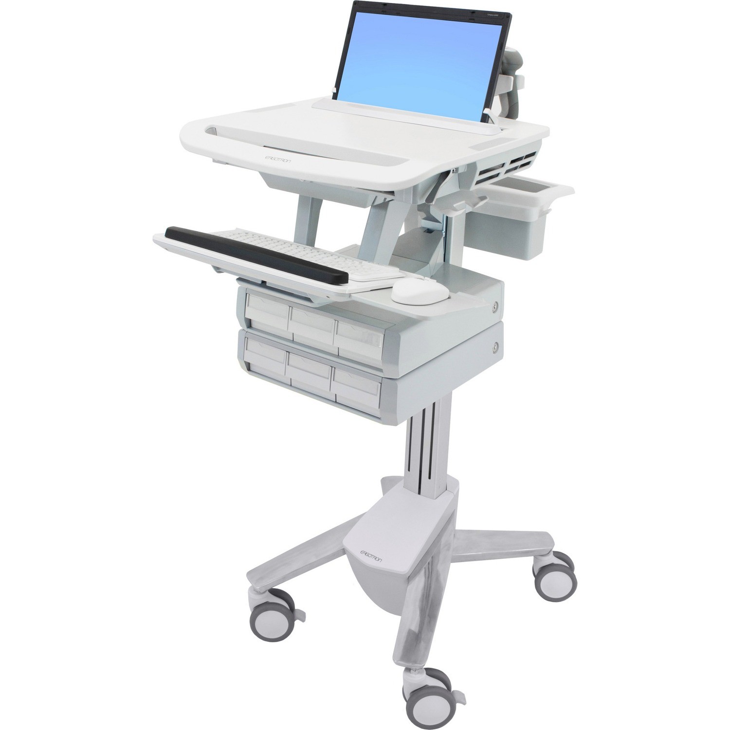 Ergotron StyleView - Cart - Open Architecture - For Notebook / PC Equipment - Medical - Plastic, Aluminium, Zinc-Plated Steel - Grey, White, Polished Aluminium - Screen Size: 17.3" Wide