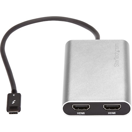 StarTech.com Thunderbolt to Dual HDMI 2.0 Adapter, Dual 4K 60Hz HDMI Video Converter, 2x Monitor Display Adapter, Mac & Windows