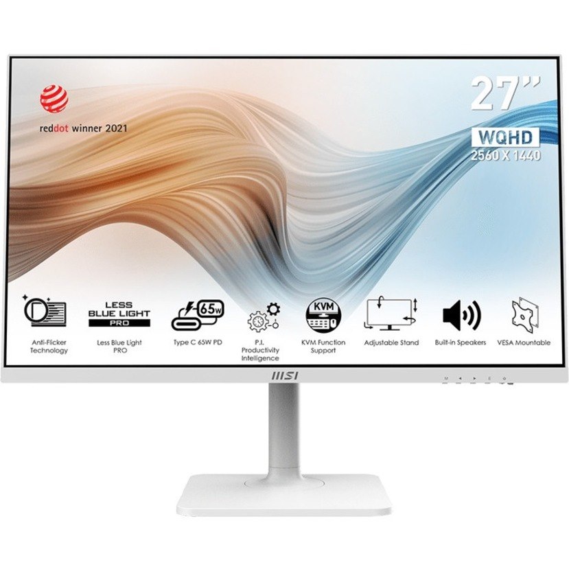 MSI Modern MD272QPW 27" Class WQHD LCD Monitor - 16:9 - Matte White