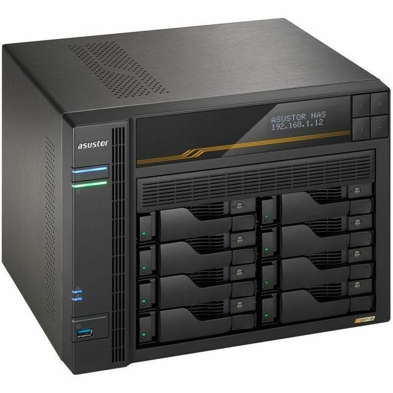 Asustor Lockerstor 8 Gen3 AS6808T 8 Bay NAS, AMD Ryzen Quad-Core 2.3 GHz, 16GB RAM ECC DDR5, 4 M.2 NVMe Slots, Dual 5GbE and Dual 10GbE Port, USB4 Type-C, Network Attached Storage (Diskless)