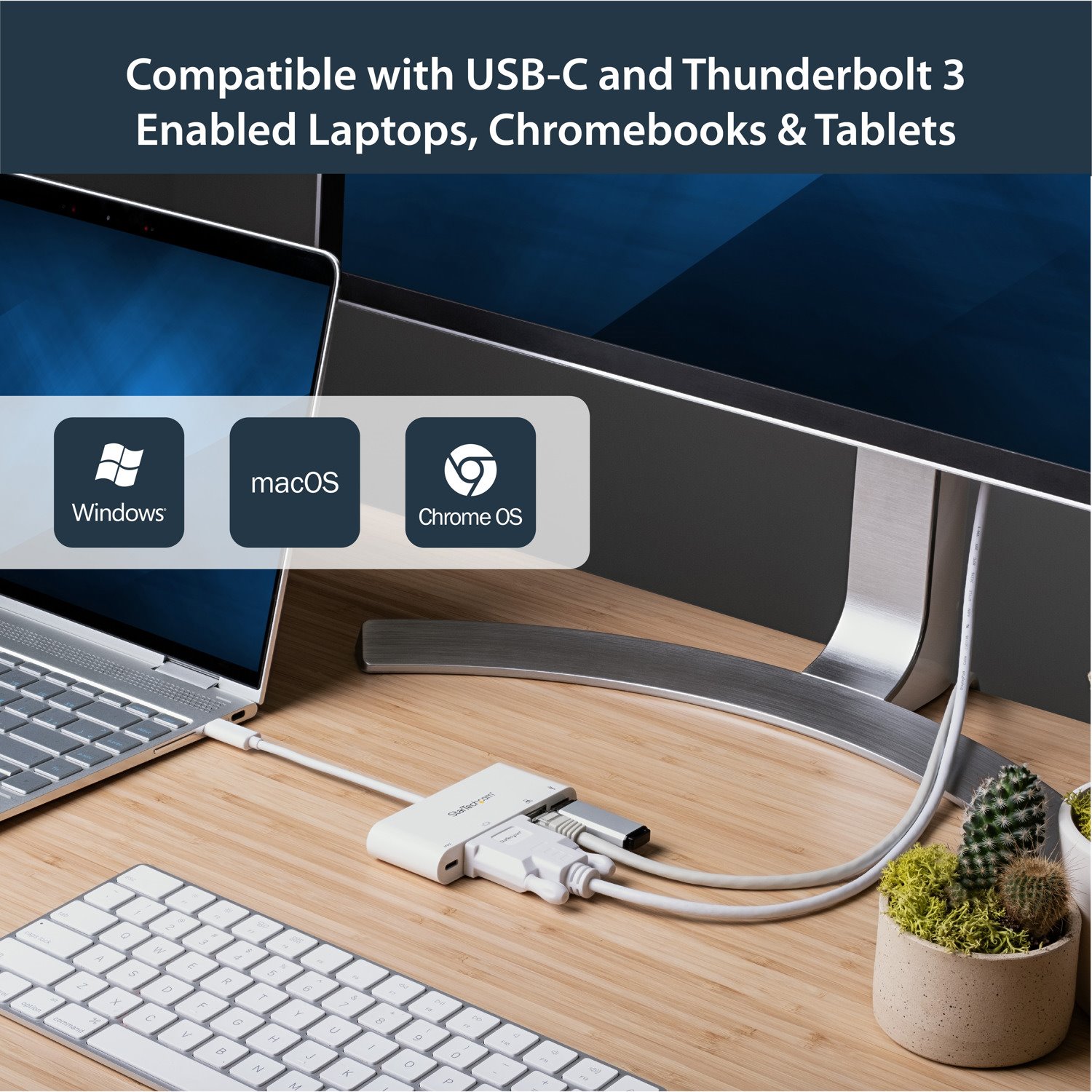 StarTech.com USB-C Multiport Adapter for Laptops - Power Delivery - DVI - GbE - USB 3.0