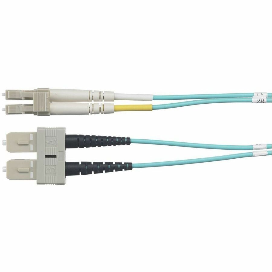 Hubbell Premise Wiring Fiber Optic, Riser Rated, OM4 Duplex, LC-SC, 3 Meter Length