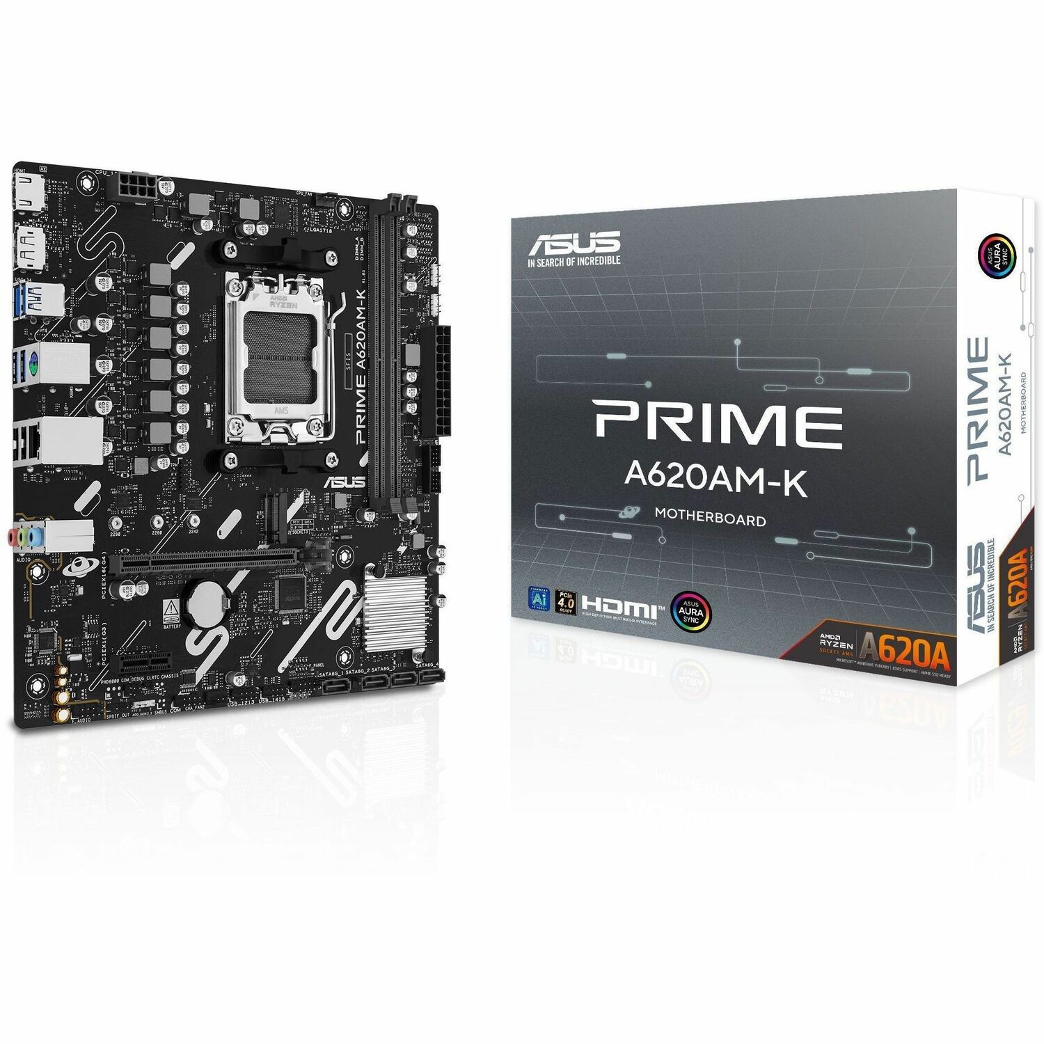 Asus Prime A620AM-K Gaming Desktop Motherboard - AMD A620A Chipset - Socket AM5 - Micro ATX