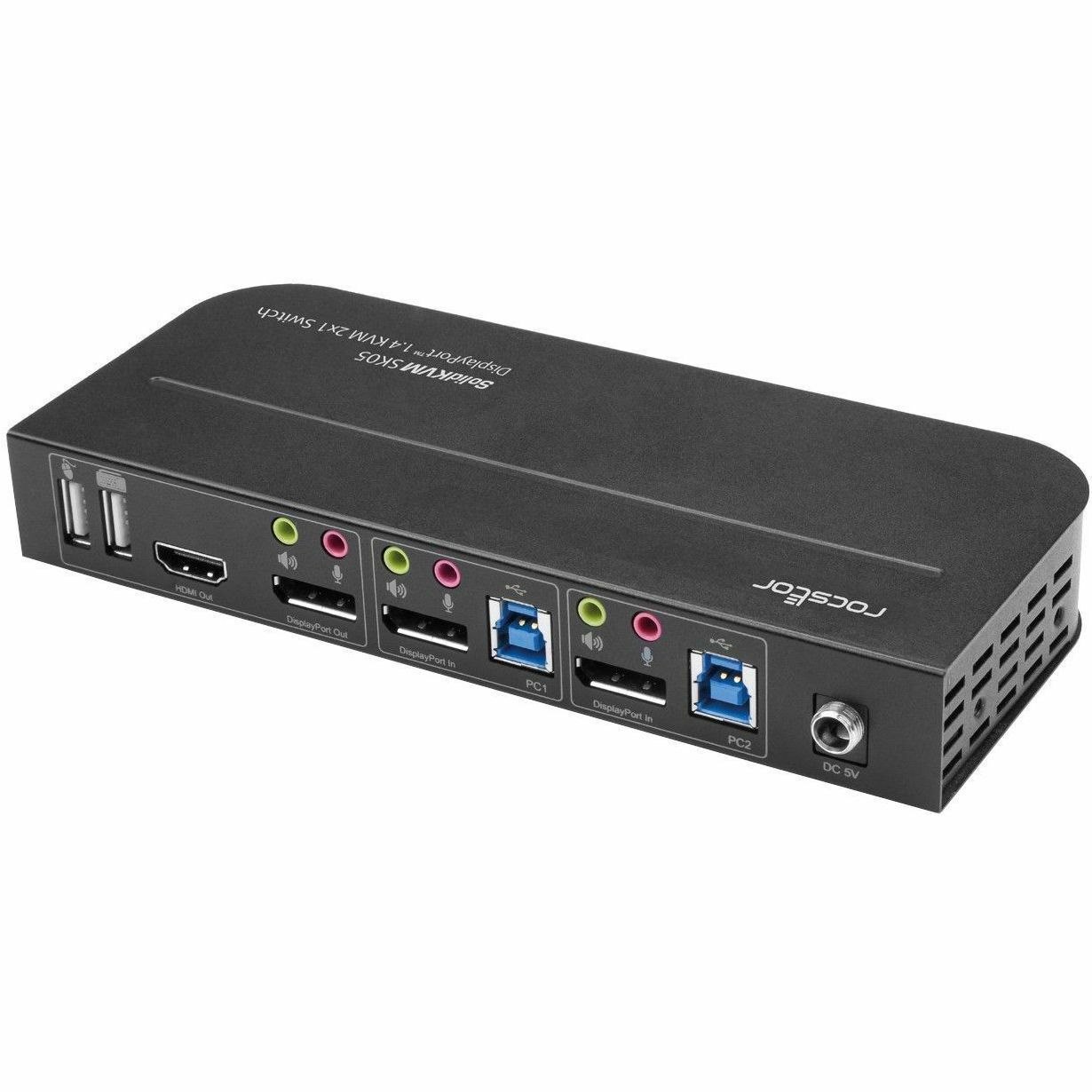 Rocstor Solid KVM SK05 DisplayPort 1.4 and USB 3.0 2×1 KVM Switch