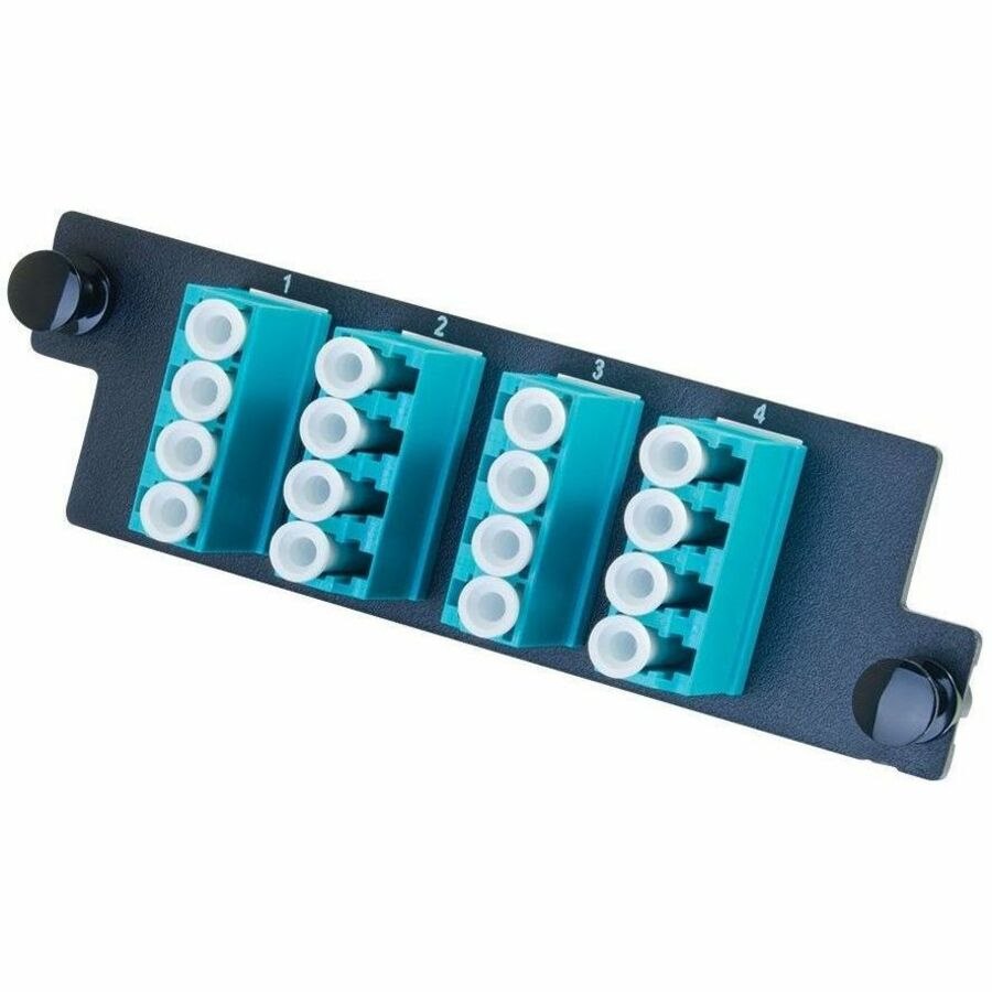 Ortronics High Density 4-LC Quad (16 fibers) OM3/4, Aqua adapters