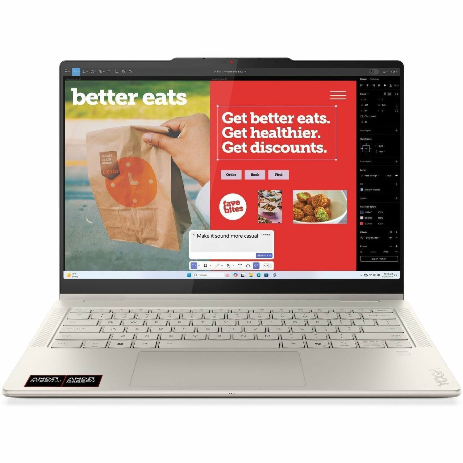 Lenovo Yoga 7 14AKP10 83JR0003US 14" Touchscreen Convertible Copilot+ PC 2 in 1 Notebook - WUXGA - 60 Hz - AMD Ryzen AI 5 340 - 16 GB - 1 TB SSD - English Keyboard - Seashell