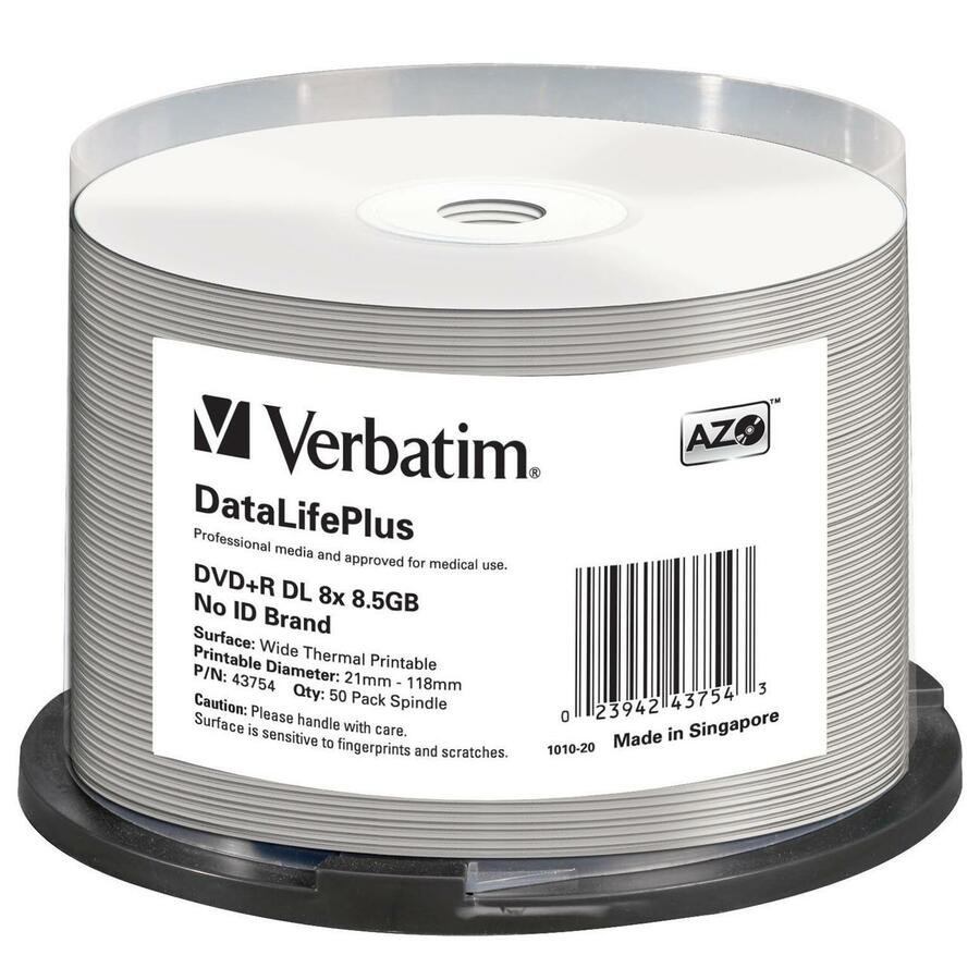 Verbatim DataLifePlus 43754 DVD Recordable Media - DVD+R DL - 8x - 8.50 GB - 50