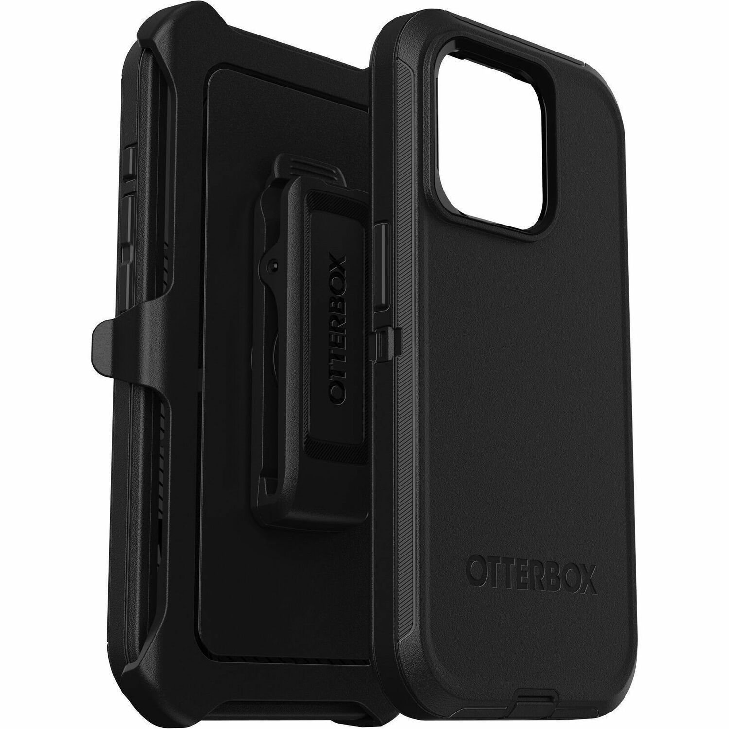 OtterBox Defender Rugged Carrying Case (Holster) Apple iPhone 15 Pro Smartphone - Black