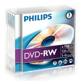 Philips DN4S4J05F/00 DVD Rewritable Media - DVD-RW - 2x - 4.70 GB - 5