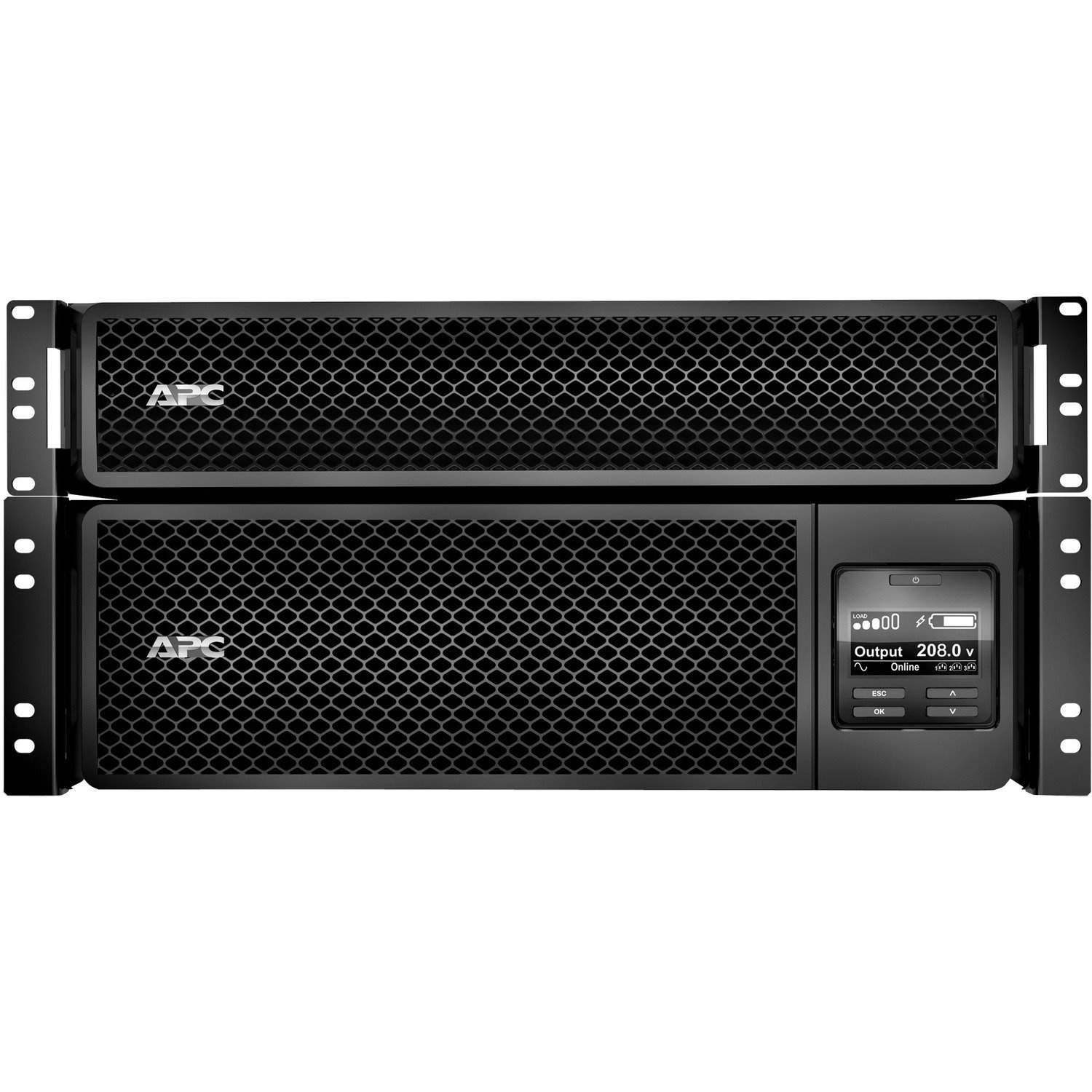 APC Smart-UPS On-Line, 5kVA, Rackmount 5U, 208V, 12 5-20R+2 L6-20R+2 L6-30R NEMA, Network Card+SmartSlot, W/ rail kit, W/ transformer 208V to 120V