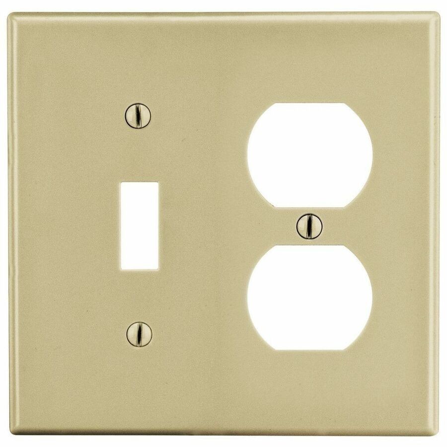 Bryant Wallplate, 2-Gang, 1) Duplex 1) Toggle, Ivory