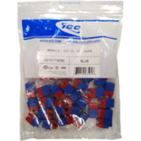 ICC CAT 6 HD Jack 25 Pack, Blue