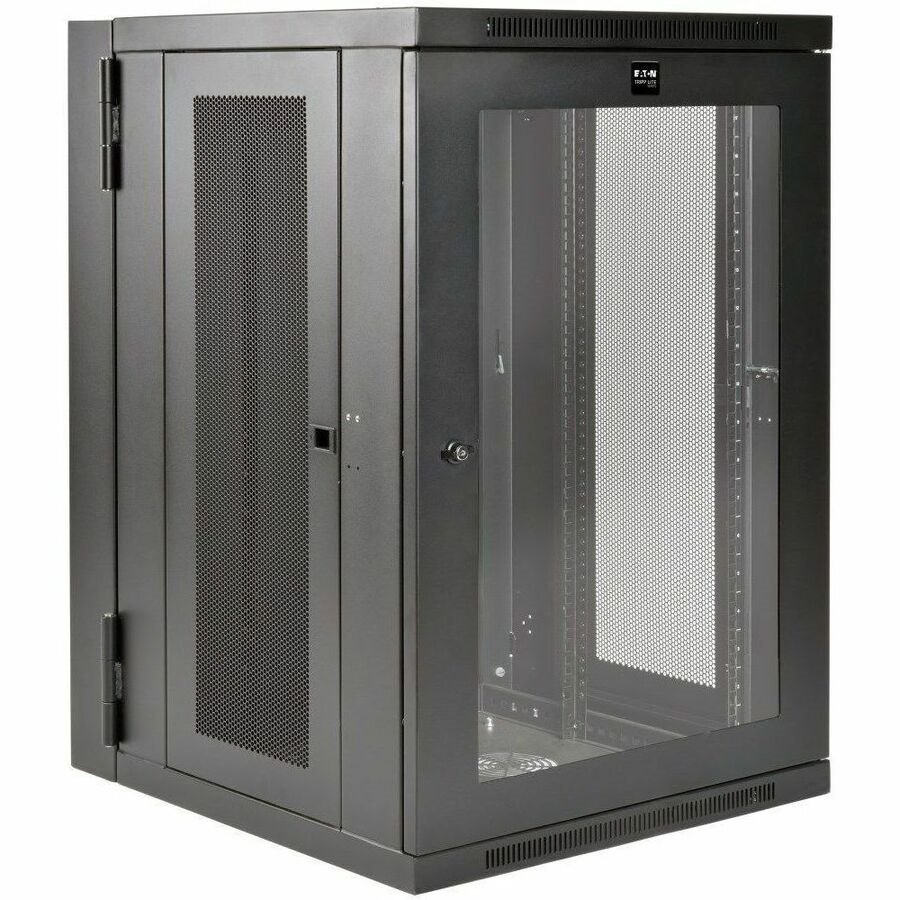 Eaton Tripp Lite Series SmartRack 18U UPS-Depth Wall-Mount Half-Height Rack Enclosure, Clear Acrylic Window, Hinged Back