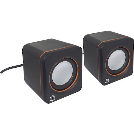 2600 Series Speaker System, Small Size, Big Sound, Two Speakers, Stereo, USB power, Output: 2x 3W, 3.5mm plug for sound, In-Line volume control, Cable 0.9m, Black, Three Year Warranty