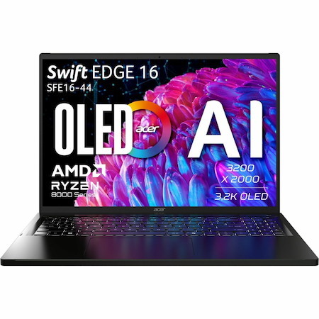 Acer Swift Edge 16 SFE16-44 SFE16-44-R15Q 16" Notebook - WQXGA+ - AMD Ryzen 5 8640U - 16 GB - 512 GB SSD - English Keyboard - Black