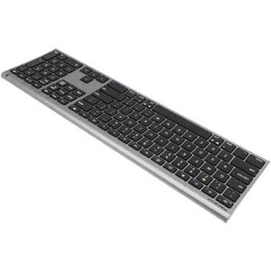 Macally Rechargeable Space Gray Quick Switch Bluetooth Keyboard For Three Devices