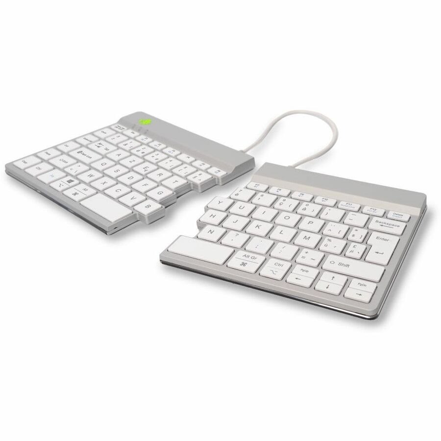 R-Go Split Break Toetsenbord - Compact - Draadloos Verbinding - USB Type C Interface - Belgisch - AZERTY indeling - Wit