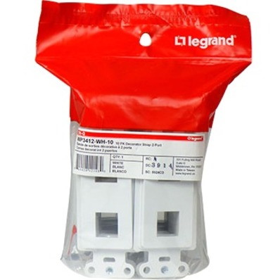  12 Port Keystone Two Gang Wall Plate, Supports Keystone Insert, Screw-In Plastic, White