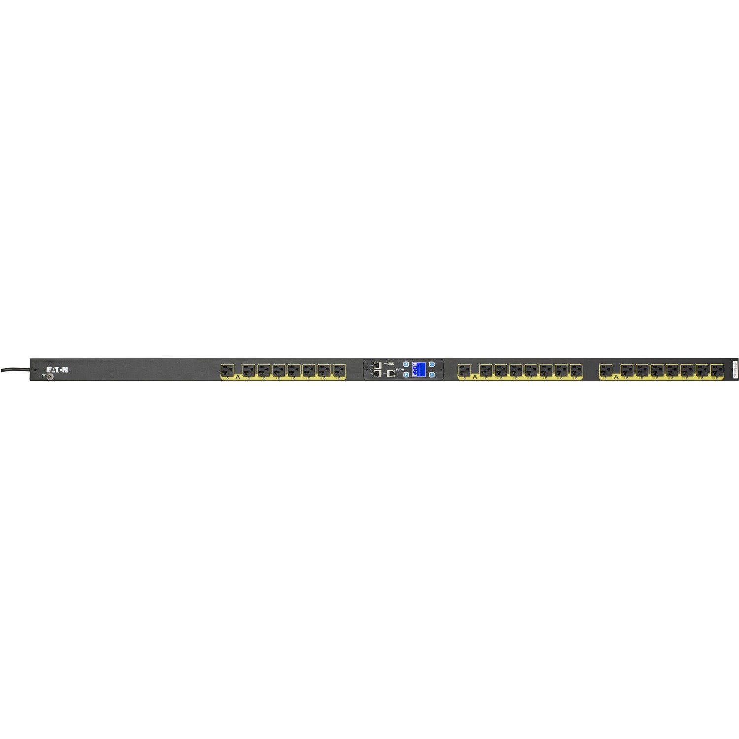 Eaton Managed rack PDU, 0U, 5-20P, L5-20P input, 1.92 kW max, 120V, 16A, 10 ft cord, Black, Single-phase, Outlets: (24) 5-20R