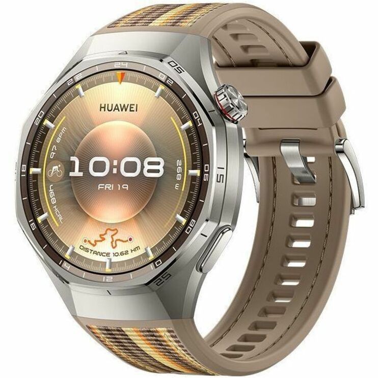 Huawei WATCH GT 6 Pro Smart Watch - 45.60 mm Case Height - 45.60 mm Case Width - Brown Body Color - Brown Band Color - Titanium Alloy Case Material - Woven Band Material
