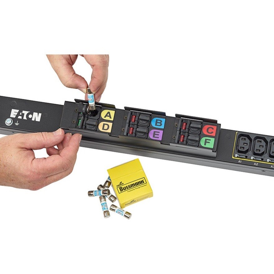 Eaton fuse disconnect rack PDU, 0U, L22-30P input, 17.3 kW max, 230/400V, 24A, 10 ft cord, Three-phase, Outlets: (24) C13 Outlet grip, (6) C19 Outlet grip