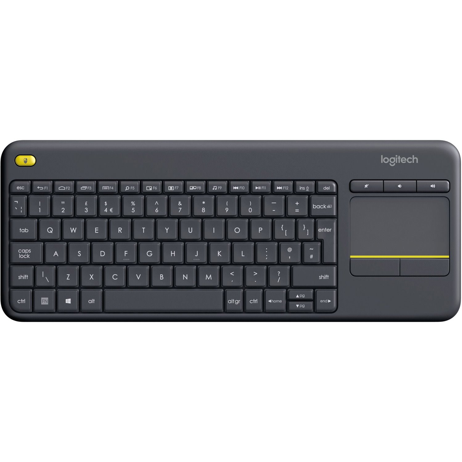 Logitech K400 Keyboard - Wireless Connectivity - USB Interface - TouchPad - Turkish - QWERTY Layout - Black