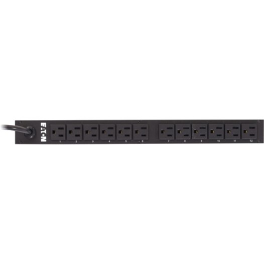 Eaton Basic rack PDU, 1U, 5-15P input, 1.44 kW max, 100-127V, 12A, 15 ft cord, Single-phase, Outlets: (12) 5-15R