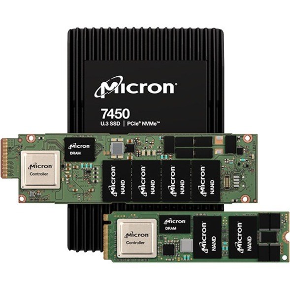 Micron 7450 PRO 3.84 TB Solid State Drive - E1.S - EDSFF Internal - PCI Express NVMe (PCI Express NVMe 4.0 x4) - Read Intensive - TAA Compliant