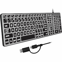 Macally Backlit Large Print Keyboard For Mac with Dual USB A / C