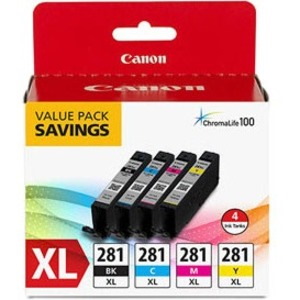 Canon CLI-281 XL Original Inkjet Ink Cartridge - Value Pack - Black, Cyan, Magenta, Yellow - 4 Pack