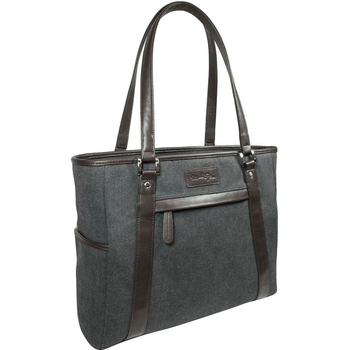 Urban Laptop Tote - Charcoal w/Brown Trim.